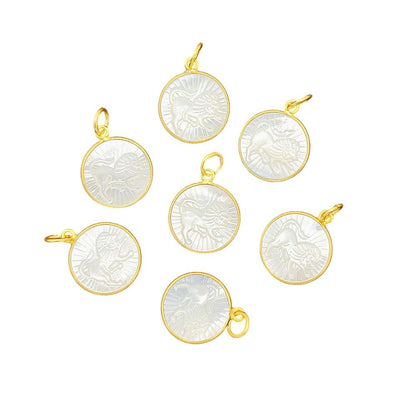 Leo Zodiac Pendant – Gold Plated with White Pearl