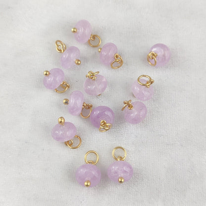 Gold Plated Silver 8mm Roundel Gemstone Bead Charms For Jewelry Making- Selling Per Piece