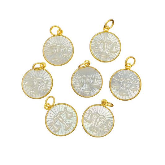 Libra Zodiac Pendant – Gold Plated with White Pearl