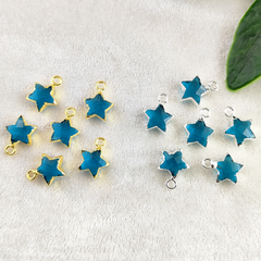 December Birthstone London Blue Topaz Gemstone Pendant Gold/Silver Electroplated Star Shape Dainty Jewelry- Selling Per Piece
