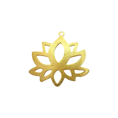 Lotus Flower Raw Brass Charm Pendant, Floral Earring Making Supplies, DIY Jewelry Findings for Handmade Creations