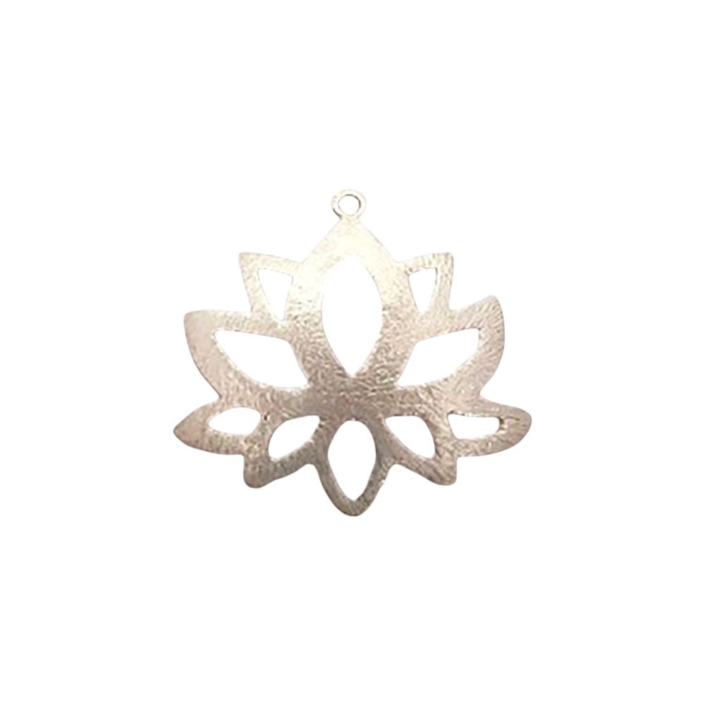Lotus Flower Raw Brass Charm Pendant, Floral Earring Making Supplies, DIY Jewelry Findings for Handmade Creations