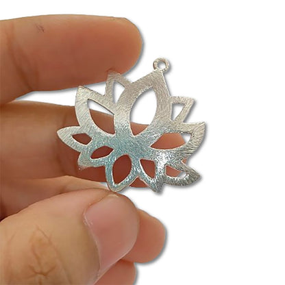 Lotus Flower Raw Brass Charm Pendant, Floral Earring Making Supplies, DIY Jewelry Findings for Handmade Creations