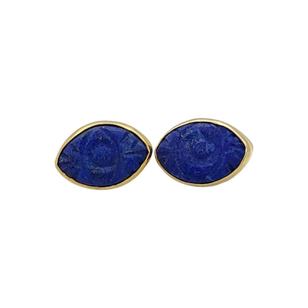 Handmade Evil Eye Marquise Stud Earrings Multi-Color Gemstone Gold Vermeil Healing Jewelry for Women- Selling Per Pair