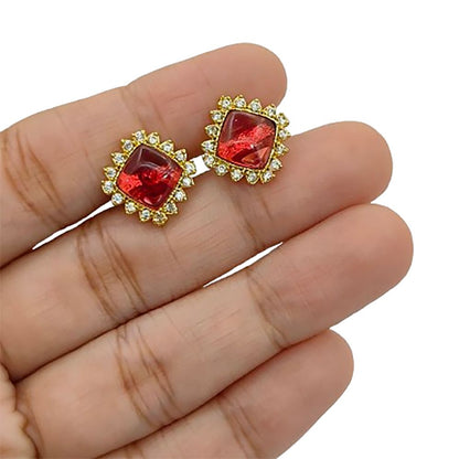 Men’s Gold Plated Cushion Pink Quartz Cufflinks Formal Accessories for Weddings, Business Meetings & Office Events – Selling Per Pair