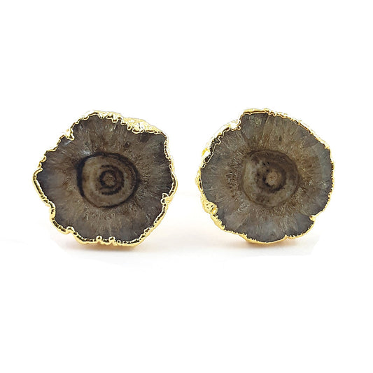 Raw Brown Solar Quartz Cufflinks for Men