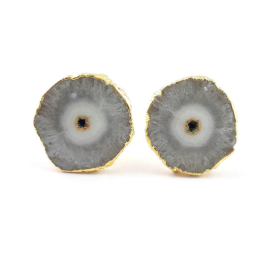 Raw Grey Solar Quartz Cufflinks for Men