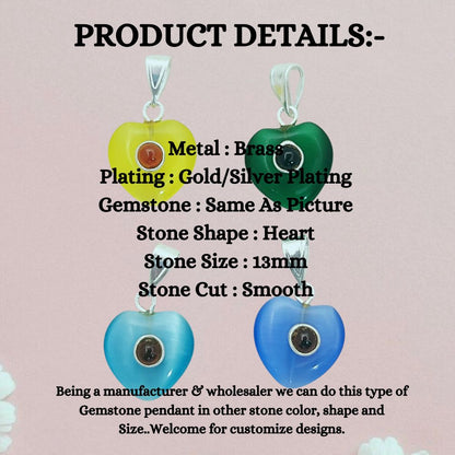 Double Stone Blue Monalisa Heart Pendant Charm, Smooth Polished Gemstone with Durable Gold/Silver Plated Bail for DIY Jewelry Making– Selling Per Piece