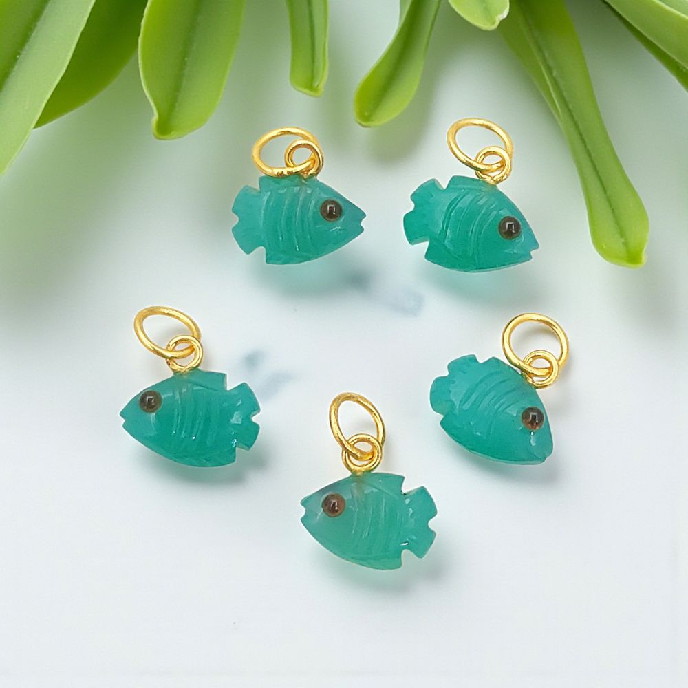Mini Green Onyx Fish Pendant for Necklaces and Bracelets