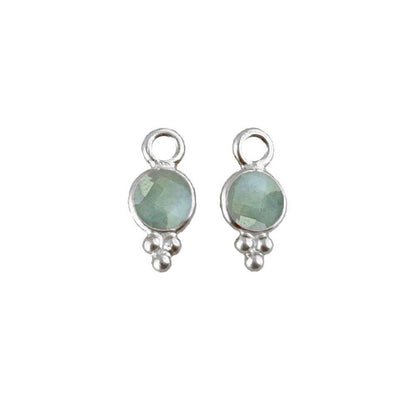 Tiny 4mm Aquamarine Gemstone Charm 925 Silver Pendant