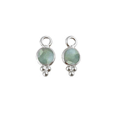Tiny 4mm Aquamarine Gemstone Charm 925 Silver Pendant