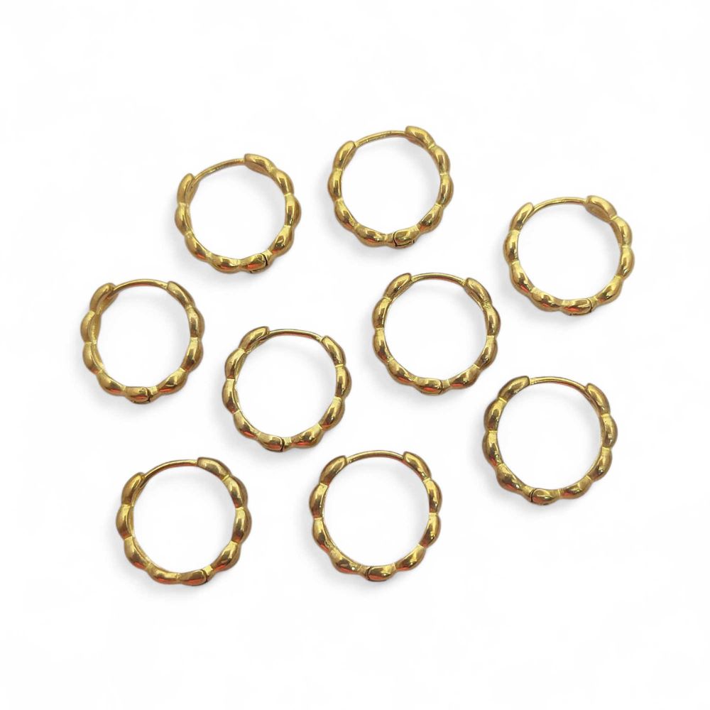 Minimalist Bubble Hoop Earrings Gold Plated Textured Huggies for Women- Selling Per Pair
