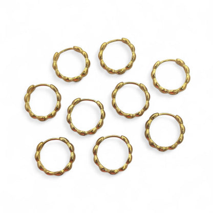 Minimalist Bubble Hoop Earrings Gold Plated Textured Huggies for Women- Selling Per Pair