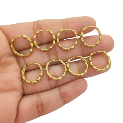 Minimalist Bubble Hoop Earrings Gold Plated Textured Huggies for Women- Selling Per Pair
