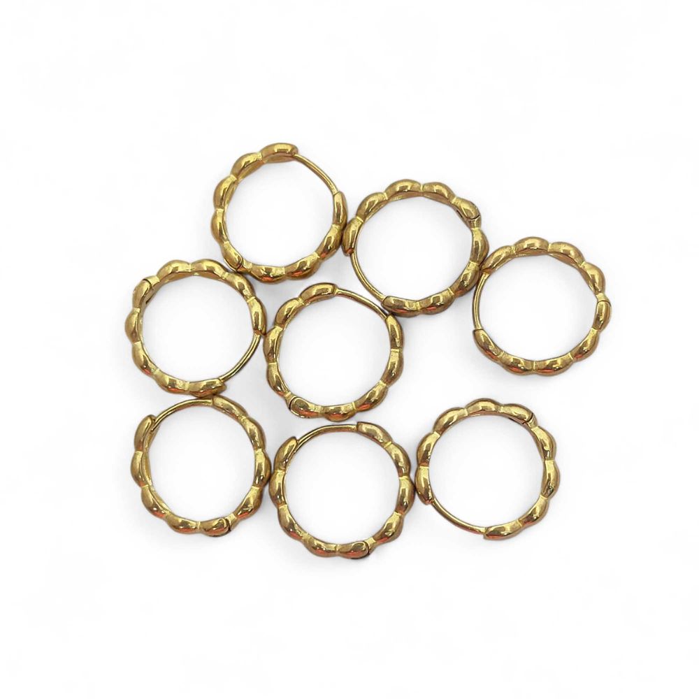 Minimalist Bubble Hoop Earrings Gold Plated Textured Huggies for Women- Selling Per Pair