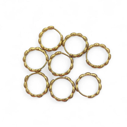 Minimalist Bubble Hoop Earrings Gold Plated Textured Huggies for Women- Selling Per Pair