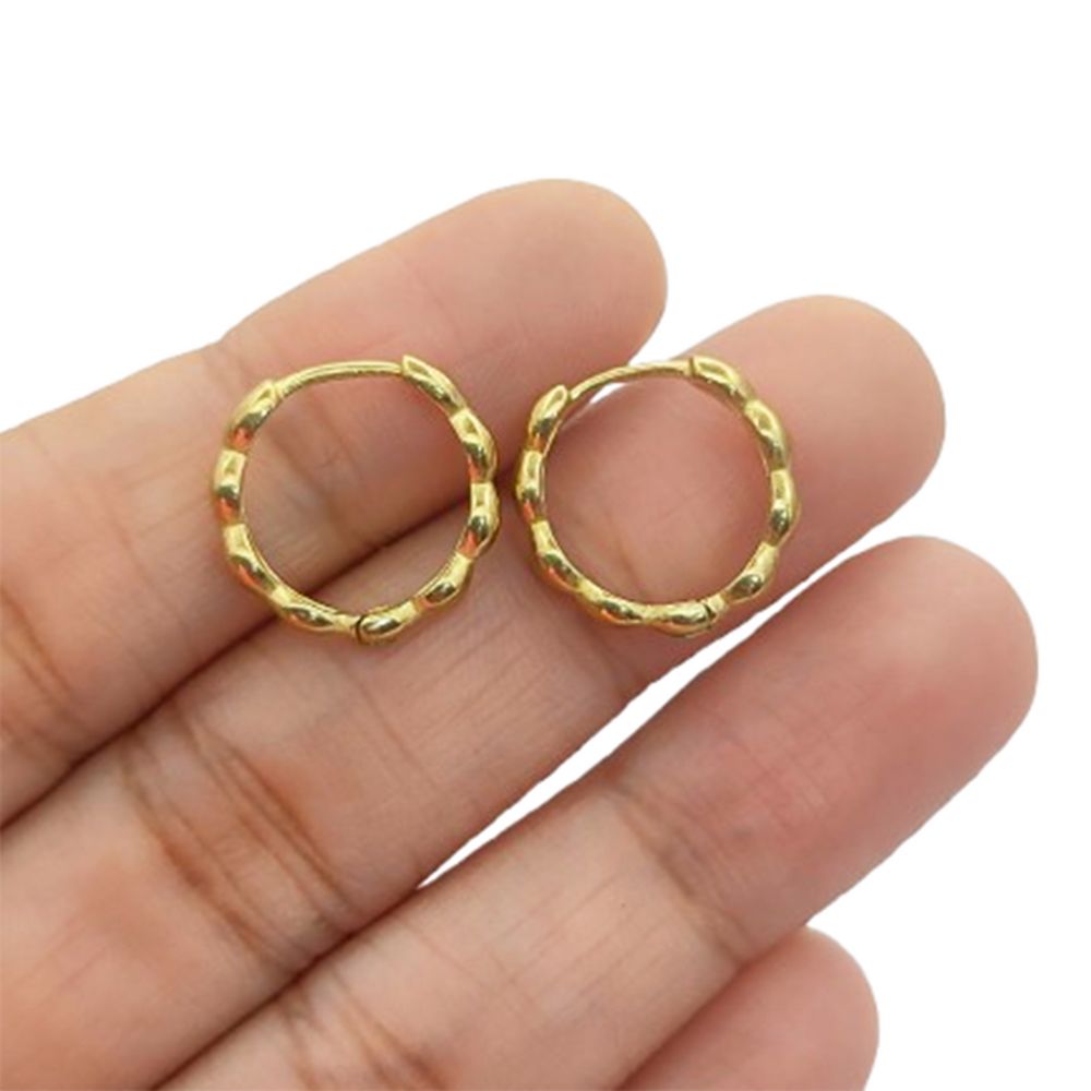 Minimalist Bubble Hoop Earrings Gold Plated Textured Huggies for Women- Selling Per Pair