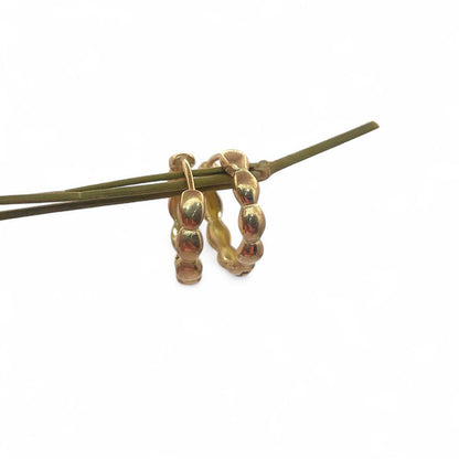 Minimalist Bubble Hoop Earrings Gold Plated Textured Huggies for Women- Selling Per Pair