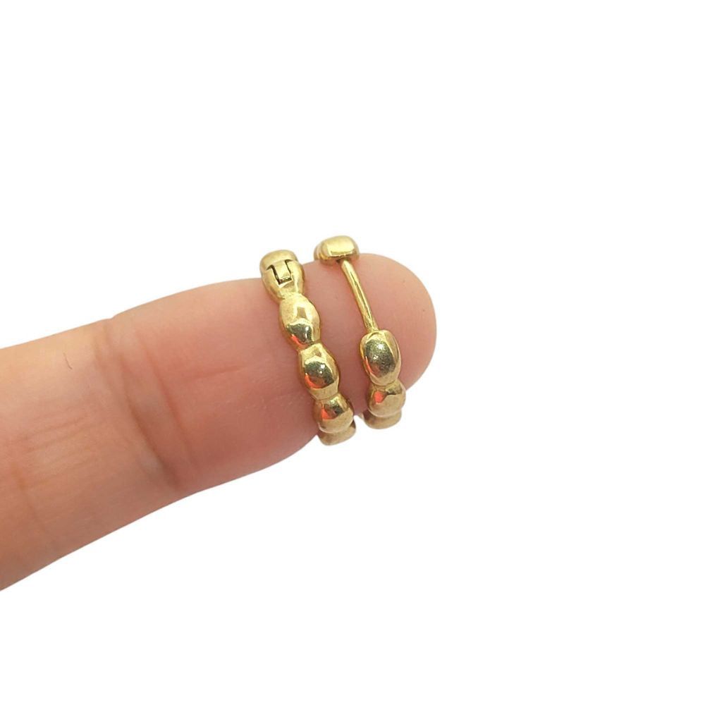Minimalist Bubble Hoop Earrings Gold Plated Textured Huggies for Women- Selling Per Pair