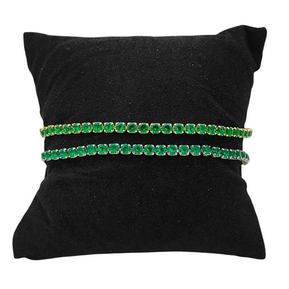 Minimalist Green CZ Tennis Bracelet 18K Gold Plated Prong Set Adjustable Fashion Jewelry for Women – Selling Per Piece