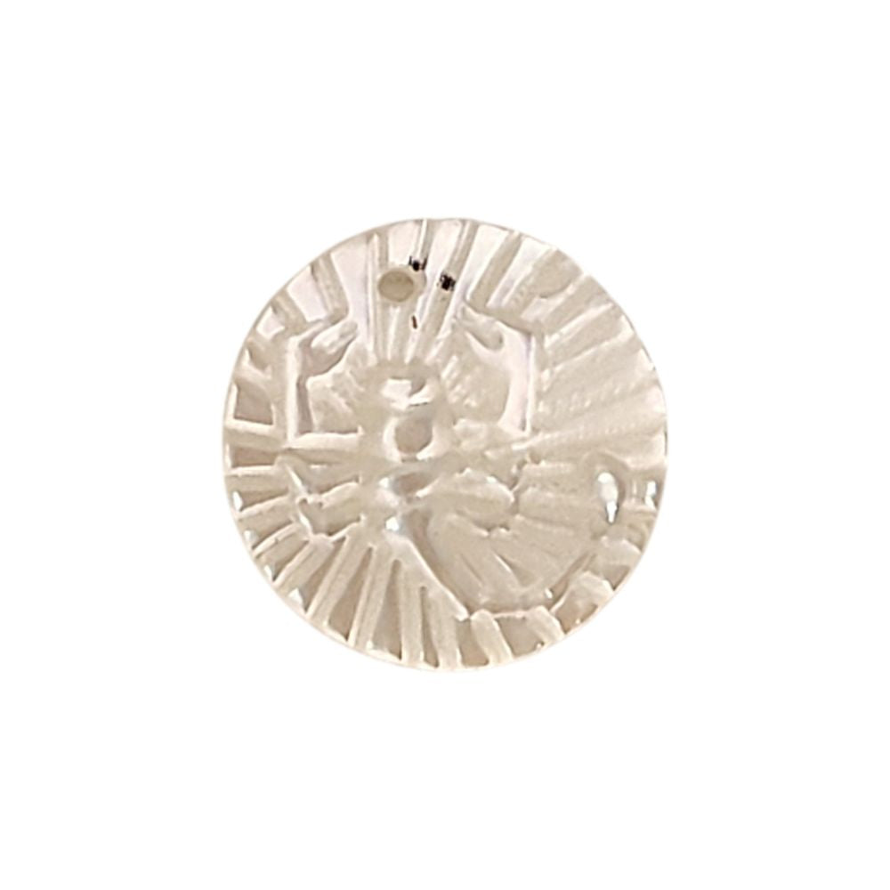 Minimalist Scorpio Zodiac Coin Charm in Mother of Pearl Engraved Astrology Shell Disc for DIY Jewelry- Selling Per Piece