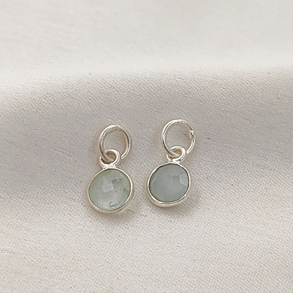 Minimalist Aquamarine Pendant Handmade 6mm Faceted Gemstone Bezel Charm in Gold Vermeil & Sterling Silver- Selling Per Piece