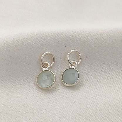 Minimalist Aquamarine Pendant Handmade 6mm Faceted Gemstone Bezel Charm in Gold Vermeil & Sterling Silver- Selling Per Piece