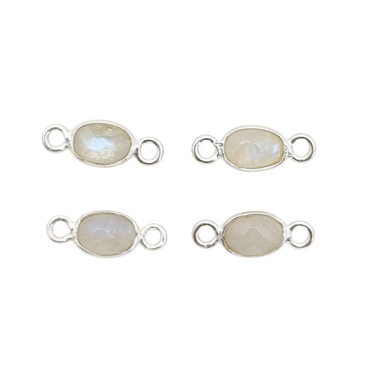 Moonstone charm connector in sterling silver bezel setting