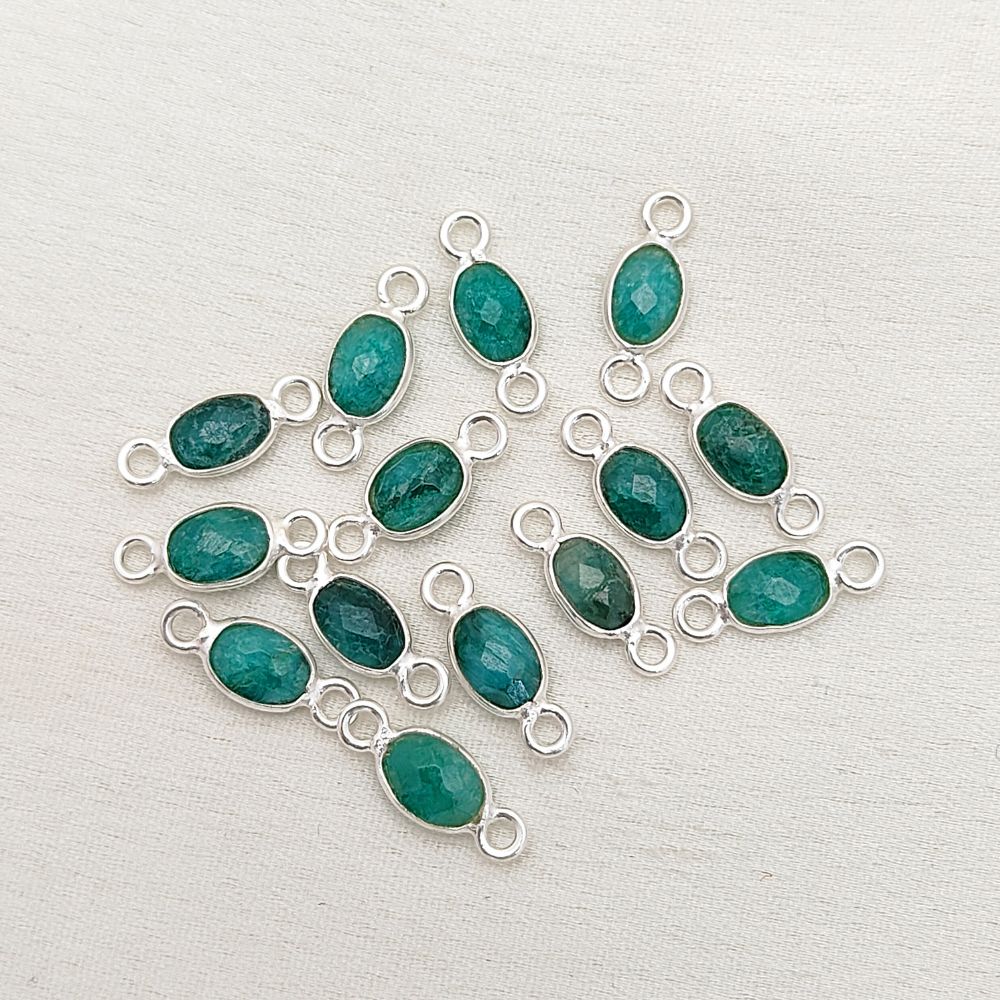 Dainty emerald charm connector for handmade jewelry