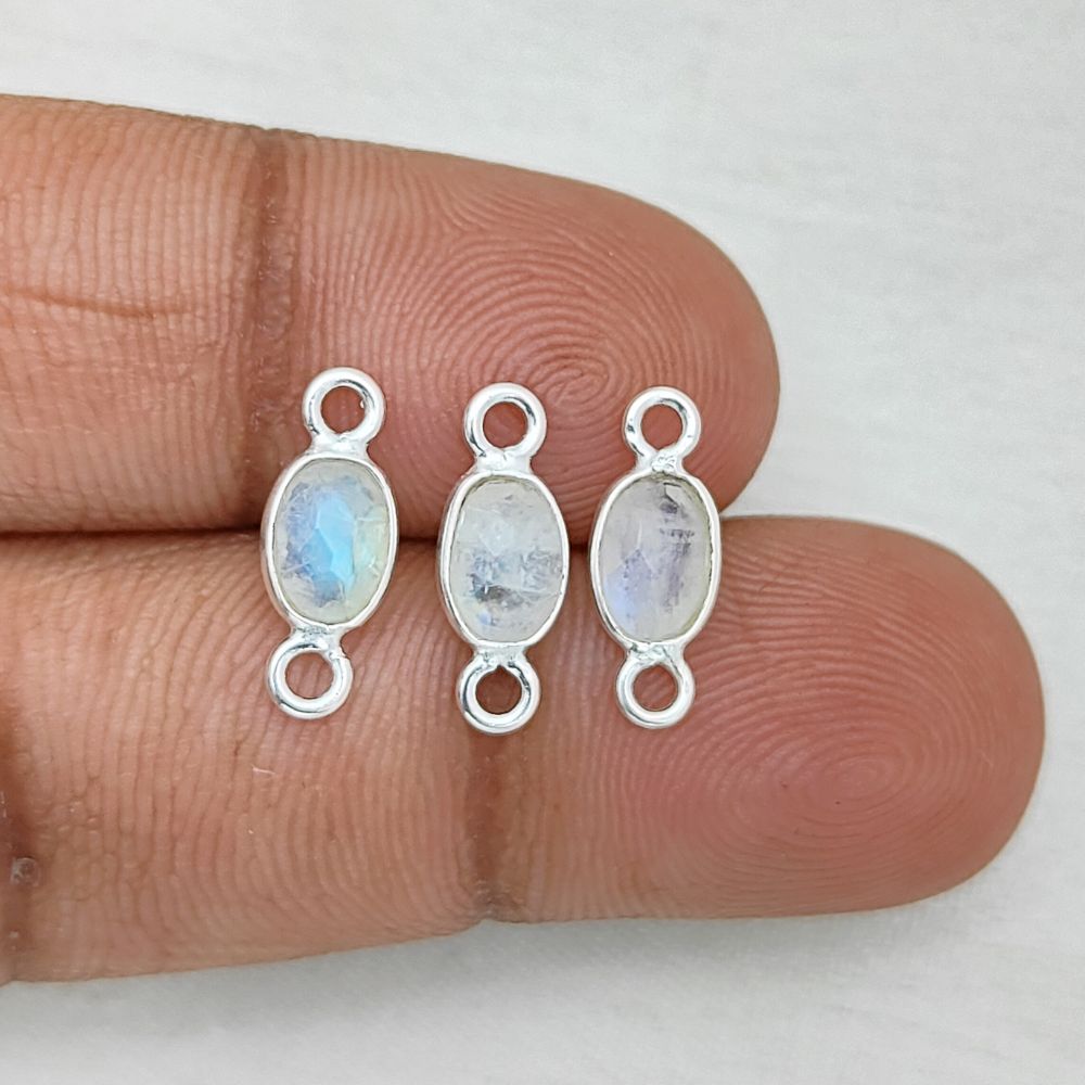 Oval moonstone link charm for handmade jewelry