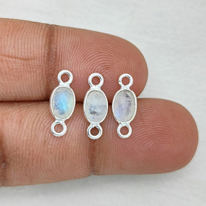 Oval moonstone link charm for handmade jewelry