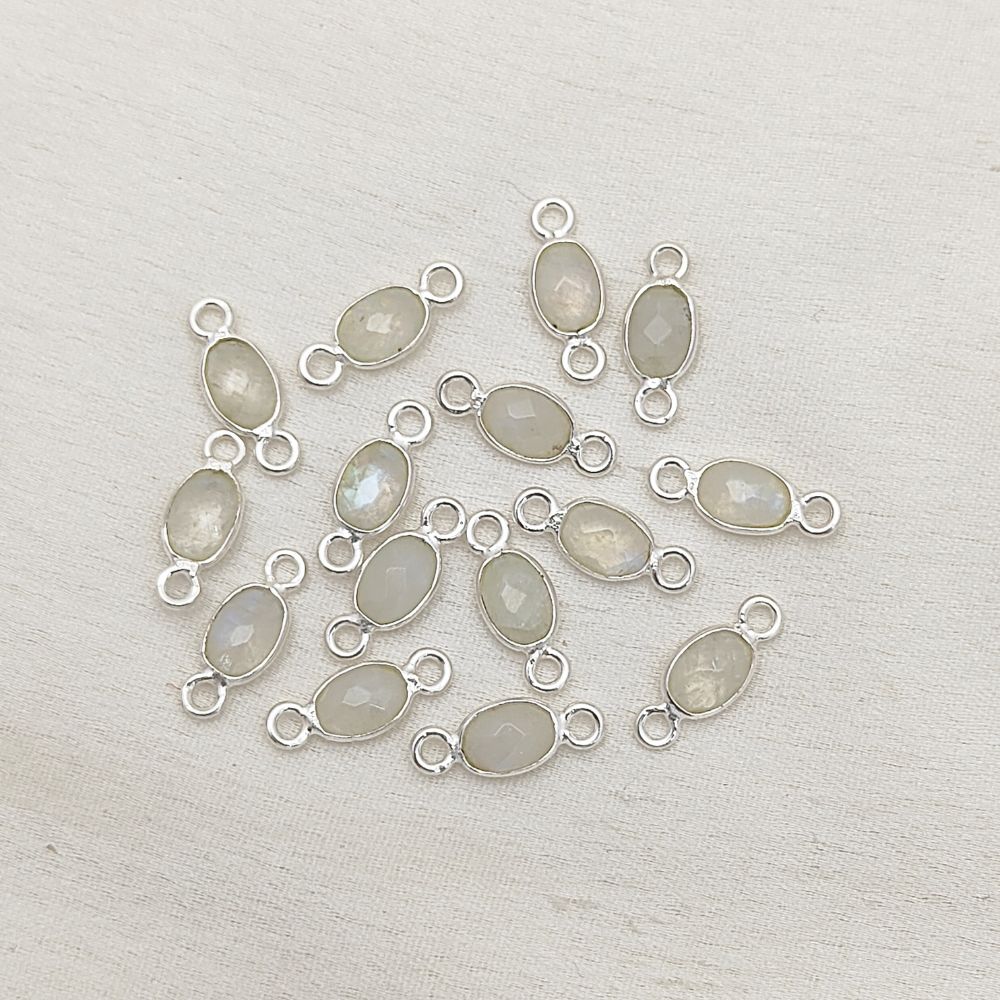 Dainty moonstone gemstone connector in silver