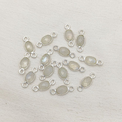 Dainty moonstone gemstone connector in silver
