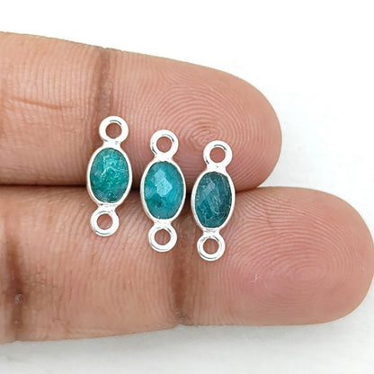 Handmade emerald gemstone link for jewelry making
