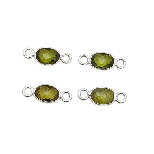 Minimalist peridot gemstone charm in sterling silver bezel