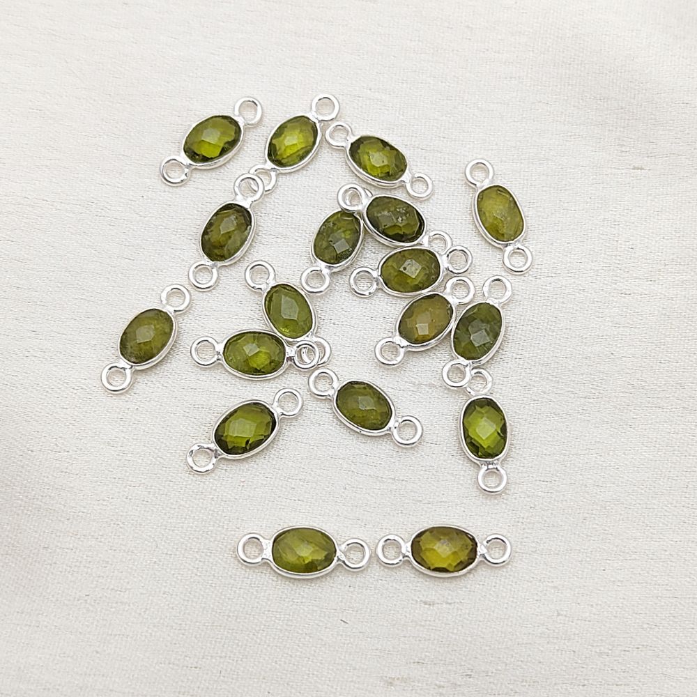 Dainty green peridot charm link for necklaces or bracelets