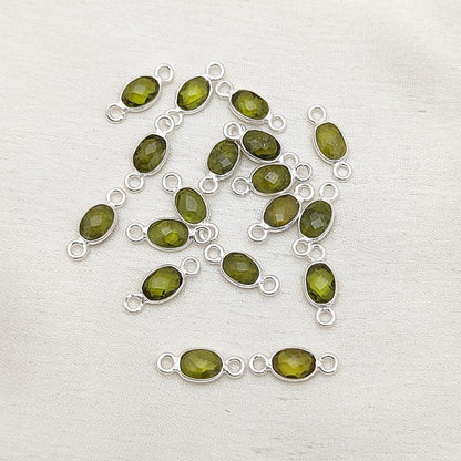 Dainty green peridot charm link for necklaces or bracelets