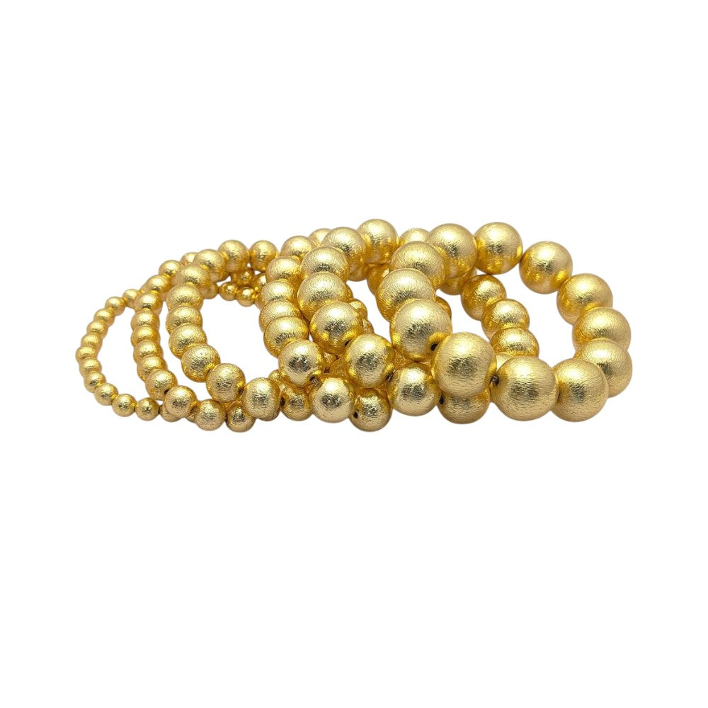 Minimalist Unisex Gold Beaded Bracelet Stretchable Round Metal Bracelet for Everyday Wear & Gift for Friends- Selling Per Bracelet