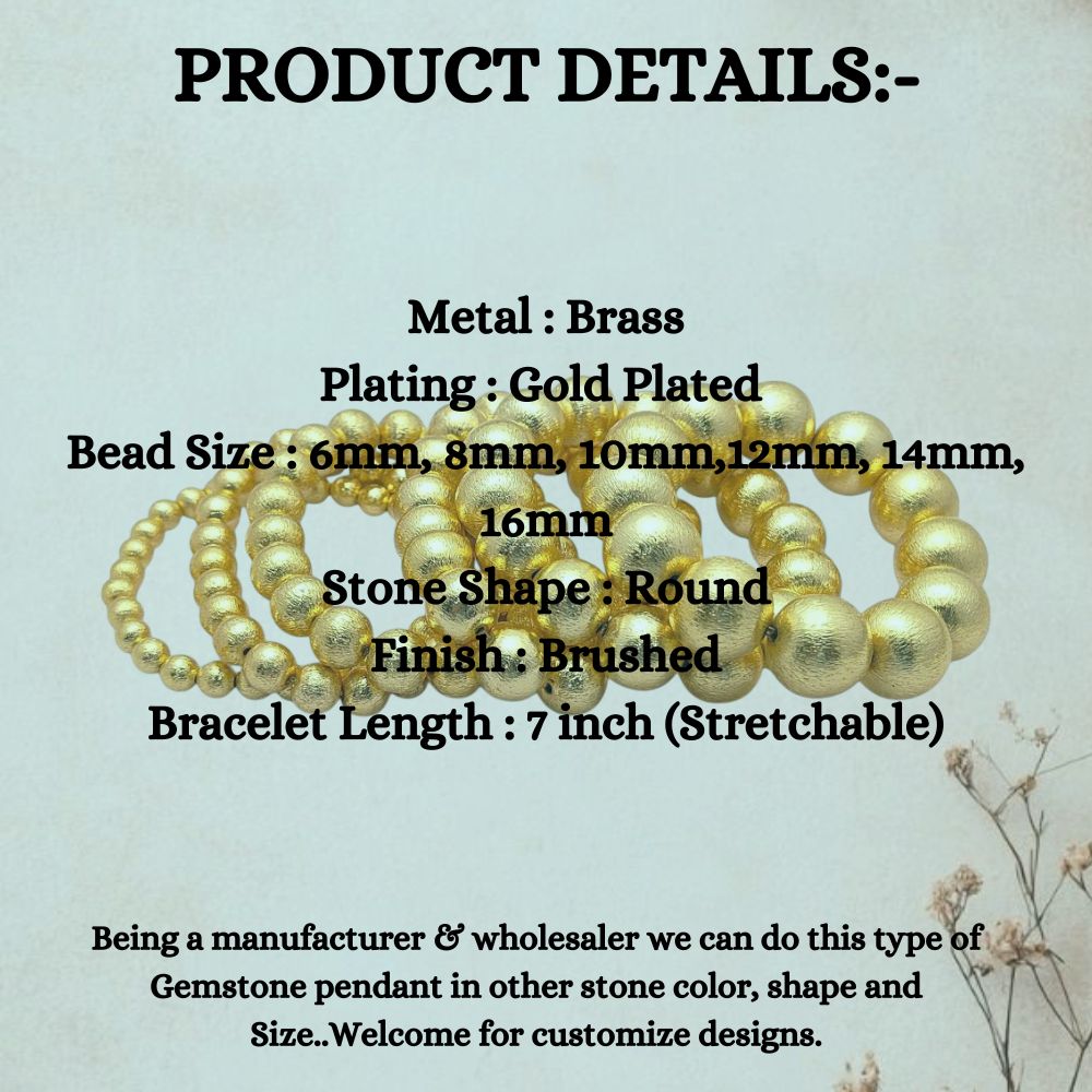 Minimalist Unisex Gold Beaded Bracelet Stretchable Round Metal Bracelet for Everyday Wear & Gift for Friends- Selling Per Bracelet