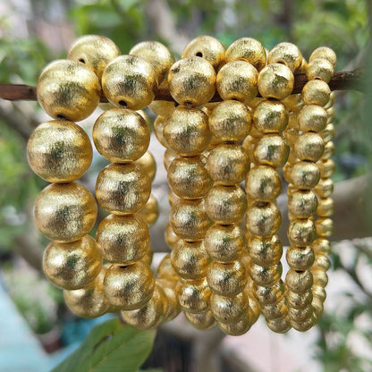 Minimalist Unisex Gold Beaded Bracelet Stretchable Round Metal Bracelet for Everyday Wear & Gift for Friends- Selling Per Bracelet