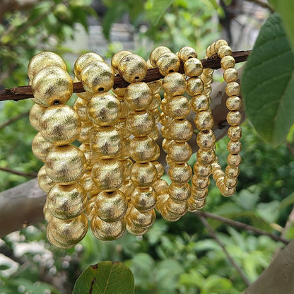 16mm Gold Plated Beaded Bracelet Stretchable Round Bead Jewelry for Men & Women, Minimalist Stackable Design- Selling Per Bracelet