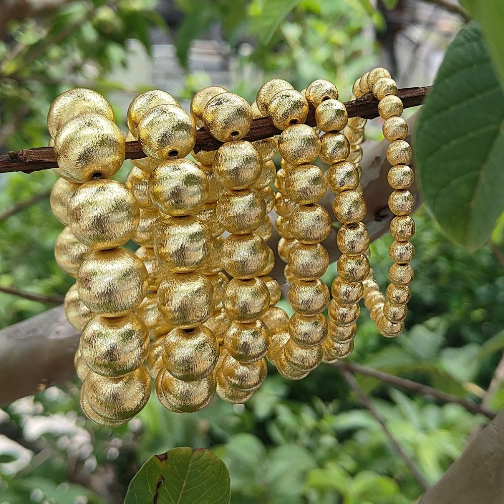Minimalist Unisex Gold Beaded Bracelet Stretchable Round Metal Bracelet for Everyday Wear & Gift for Friends- Selling Per Bracelet