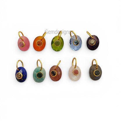 Elegant 925 Sterling Silver Double Gemstone Pendant, Unique Handmade Necklace
