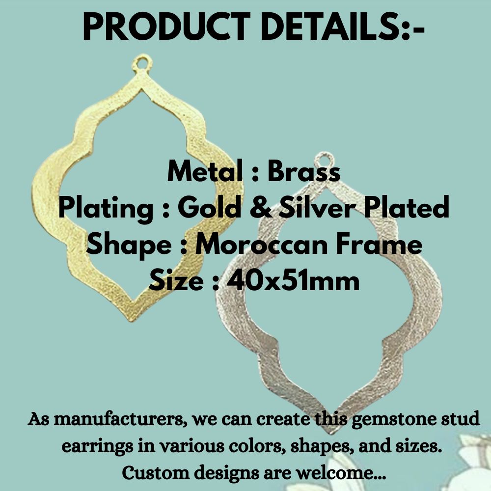 Moroccan Style Gold Plated Frame Charms, Jewelry Making Supplies for Earrings, Necklaces & DIY Pendants
