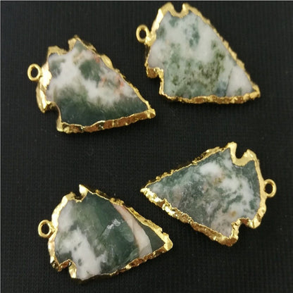 Moss Agate Pendant Necklace – Handmade Arrow-Shaped Crystal Jewelry – Perfect Healing Stone Gift for Women
