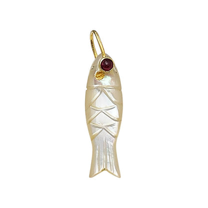 Hand Carved Gemstone Fish Pendant Lucky Eye Fish Amulet Charm for Jewelry – Selling Per Piece