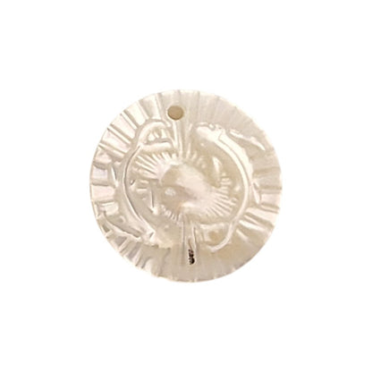 Mother of Pearl Pisces Zodiac Coin Charm Engraved Horoscope Shell Disc for Jewelry Making Supplies- Selling Per Piece