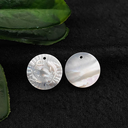 Mother of Pearl Pisces Zodiac Coin Charm Engraved Horoscope Shell Disc for Jewelry Making Supplies- Selling Per Piece