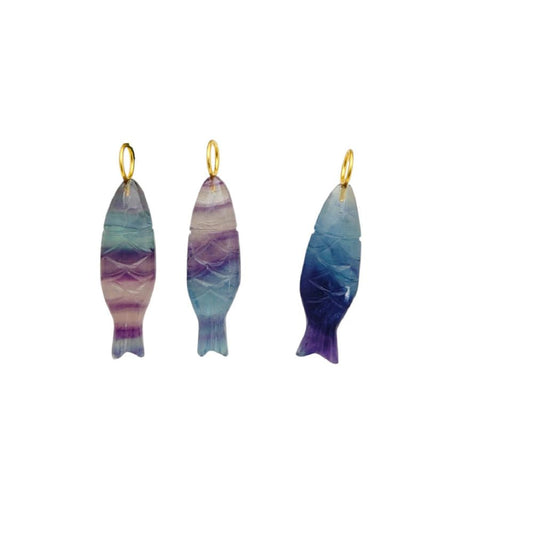 Natural multi-fluorite gemstone pendant in gold plated 925 sterling silver