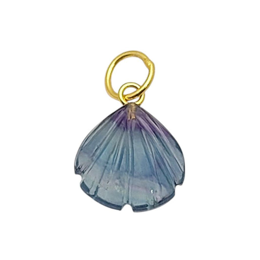 Handmade Multi-Fluorite Heart Pendant with Seashell Charm in Sterling Silver Plating